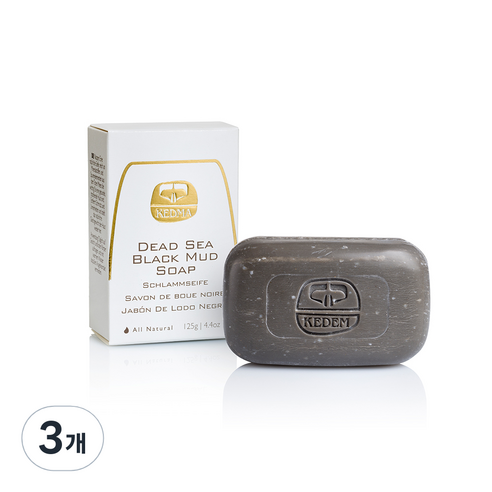 케드마 사해 블랙 머드 비누, 125g, 3개
