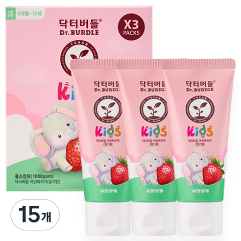 닥터버들 불소함유 어린이 치약 딸기향, 60ml, 15개