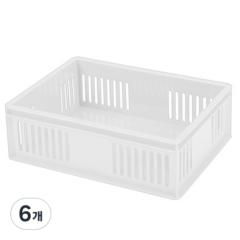 수납이야기 PP스텝 바스켓 241 x 168 x 79 mm, 화이트, 6개