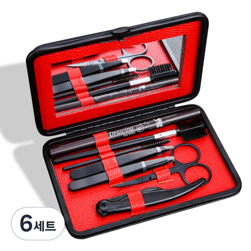 라무어 남자 눈썹 정리 7종세트, 블랙 + 레드, 6세트