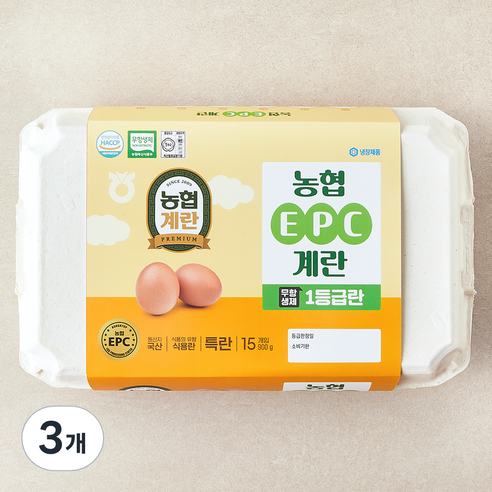 농협 EPC 무항생제 인증 1등급 특란 900g, 3개, 15구