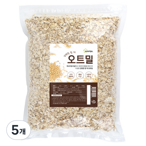 우리가스토리 압착 귀리 오트밀, 1.5kg, 5개