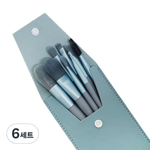 쭈니즈 미니미니 메이크업 브러쉬 8종 + 파우치 세트, 진파랑, 6세트