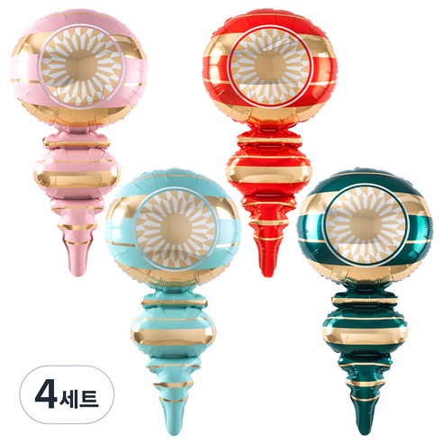 조이파티 은박풍선 크리스마스 오너먼트 80cm 4종 세트, 핑크+레드+블루+그린, 4세트