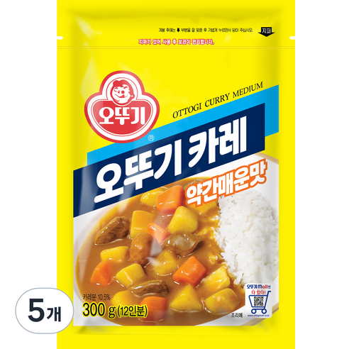 오뚜기 카레 과립형 약간 매운맛, 300g, 5개
