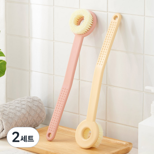 모나코올리브 커브드 밀착 바디브러시 2종 세트, 인디핑크 + 옐로우, 2세트