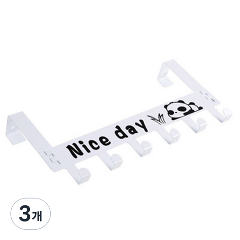 크레바스 압연 도어훅 옷걸이, 3개, 화이트