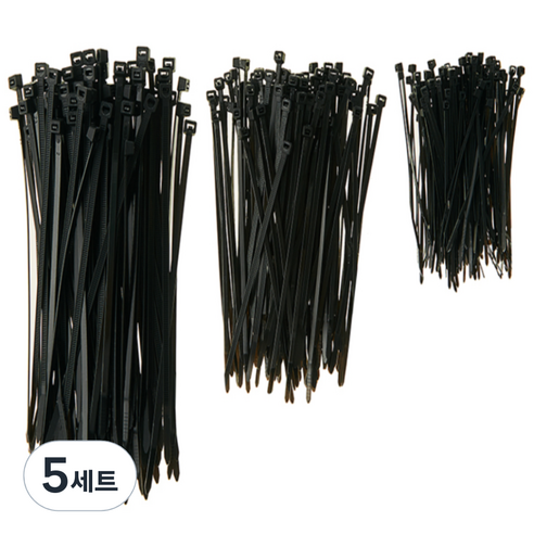 코멧 홈 고강도 PA66 케이블타이 대 200개 + 중 200개 + 소 200개, 블랙, 5세트