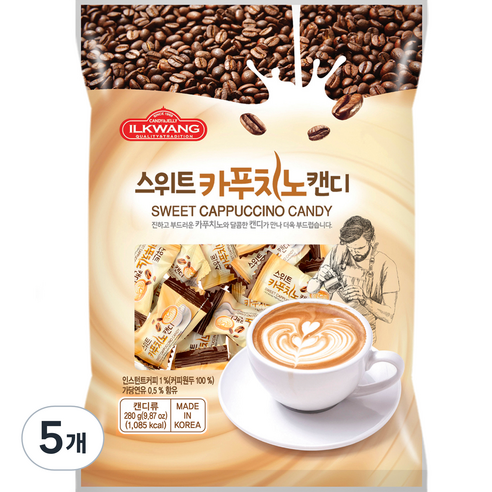 일광제과 스위트카푸치노캔디, 280g, 5개