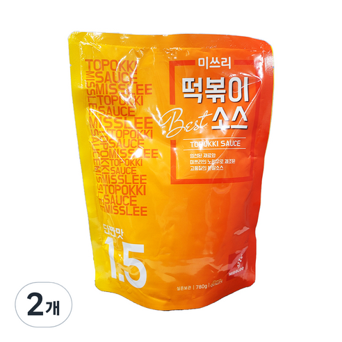 미쓰리 떡볶이소스 1.5번 단짠맛, 780g, 2개