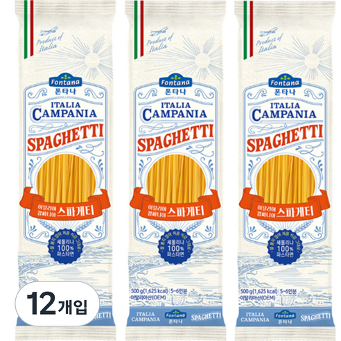 폰타나 캄파니아 스파게티면, 500g, 12개