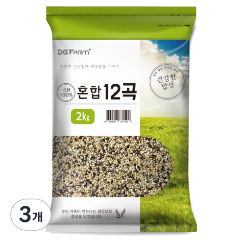 건강한밥상 국산 혼합 12곡, 2kg, 3개