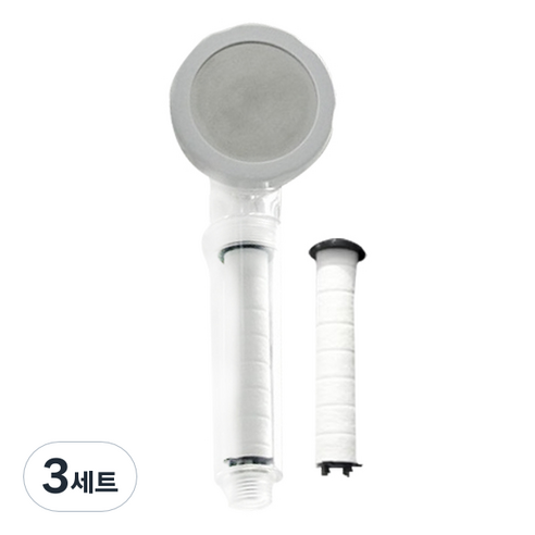 리빙해피 에어수 필터 샤워기 헤드 + 필터, 3개, 투명