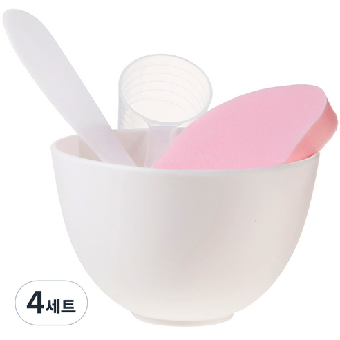 비타할로 모델링 팩 도구 4종 세트(팩볼 + 계량컵 + 스파츌라 대 + 해면), 혼합색상, 4세트