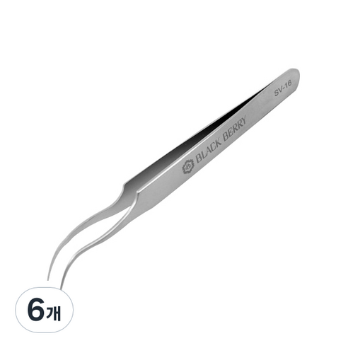 블랙베리 속눈썹연장 핀셋, SV-16, 6개
