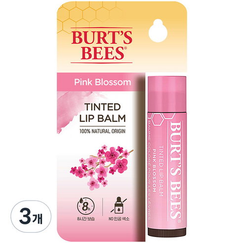 버츠비 틴티드 립밤 4.25 g, 핑크 블라썸, 3개, 4.25g