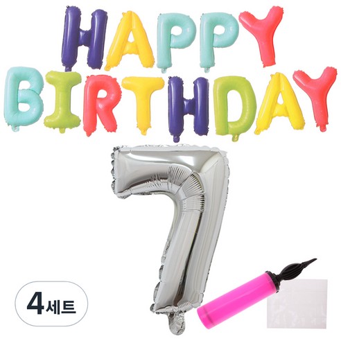 리빙다 무지개생일풍선세트, 랜덤발송, 4세트