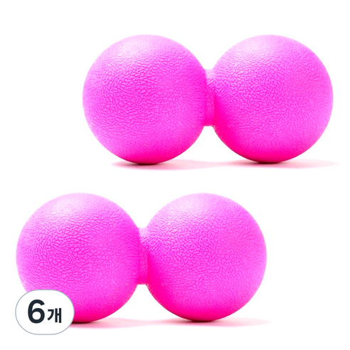 컬러풀 마사지 스트레칭 더블볼, 6개, 핑크