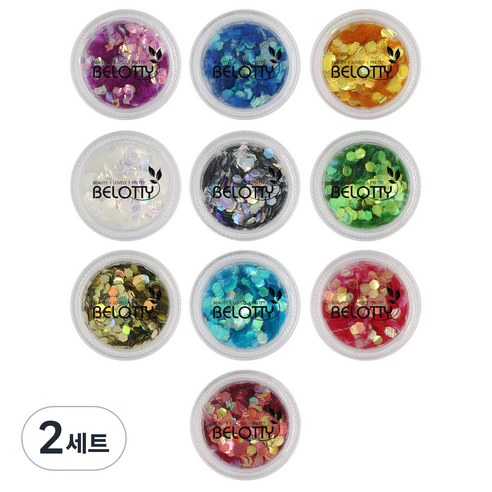 벨로티 육각형 젤네일 글리터 10종 세트, 혼합색상, 2세트