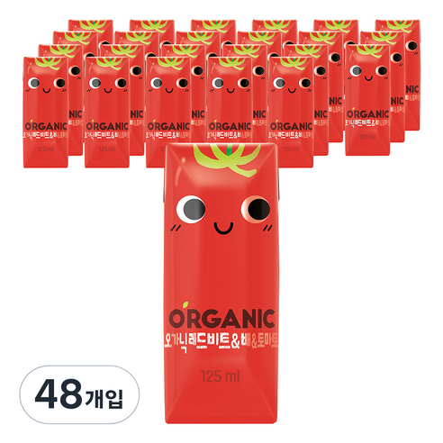오가닉 레드비트&배&토마토 야채혼합주스, 125ml, 48개
