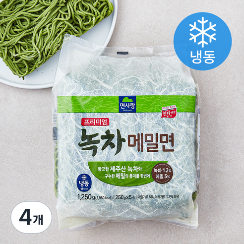 면사랑 프리미엄 녹차 메밀면 (냉동), 1.25kg, 4개