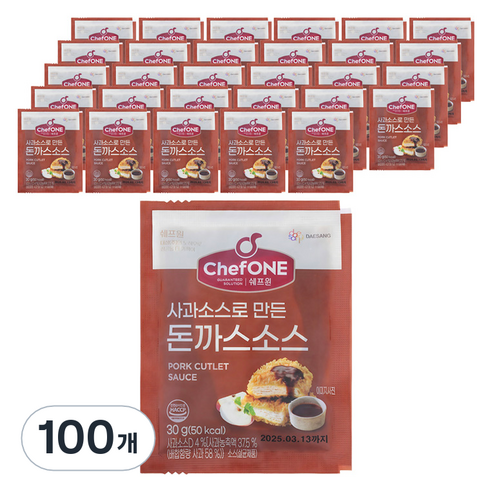 쉐프원 일회용 사과소스로 만든 돈까스소스, 100개, 30g
