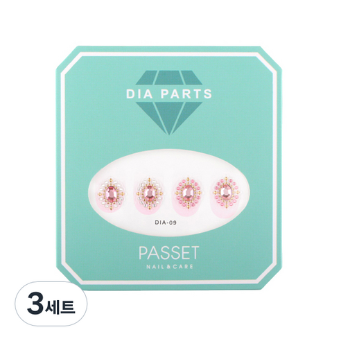 파셋 다이아 네일 파츠 스티커 세트, 베이직09, 3세트