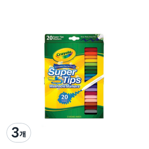 크레욜라 워셔블 수성 가는선 마카, 20색, 3개