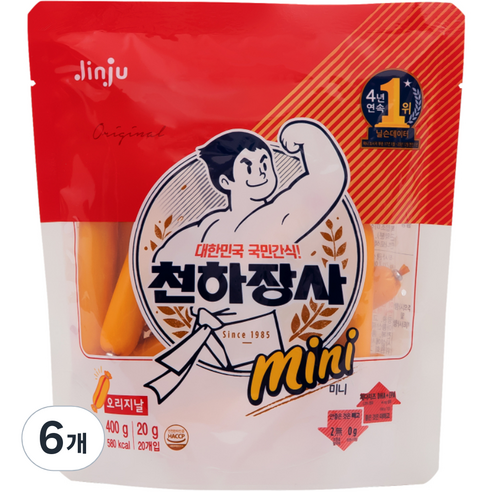 진주햄 천하장사 오리지날 미니 소시지, 400g, 6개