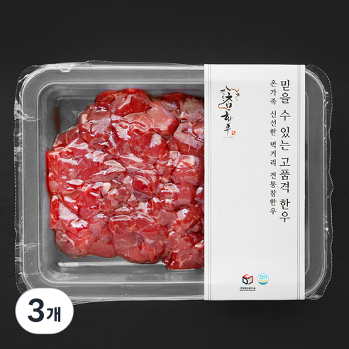 전통참한우 웻에이징 2등급 국거리용 (냉장), 3개, 250g