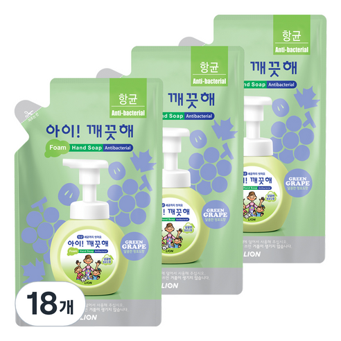 아이깨끗해 향균 거품 핸드 솝 리필 청포도향, 200ml, 18개