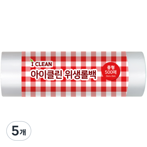 아이클린 위생롤백 중형 25 x 35 cm 500p, 중(M), 500개입, 5개