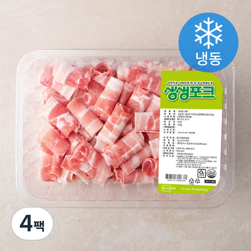 생생포크 한돈 대패 삼겹살 구이용 (냉동), 800g, 4팩