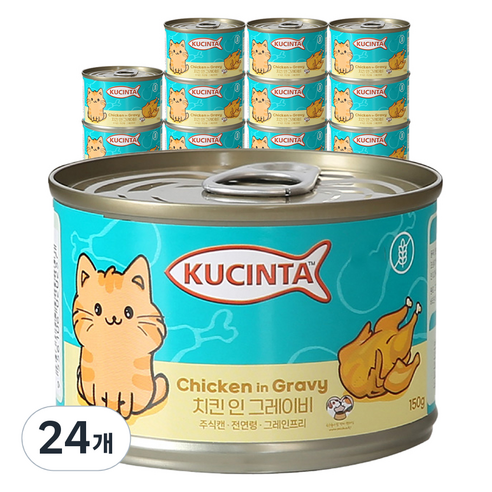 쿠친타 고양이 전연령용 주식캔 습식사료, 닭, 150g, 24개