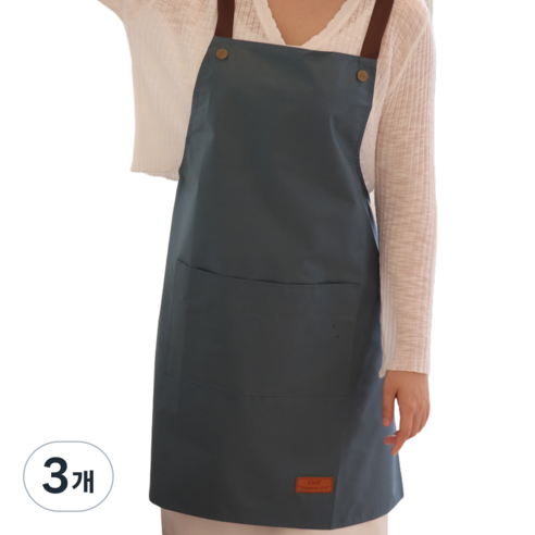 씨오브비 주방 카페 생활방수 편한 앞치마, 블루, 3개
