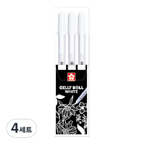 겔리롤 볼펜 3종 세트 0.5 + 0.8 + 1.0 mm, 화이트, 12개