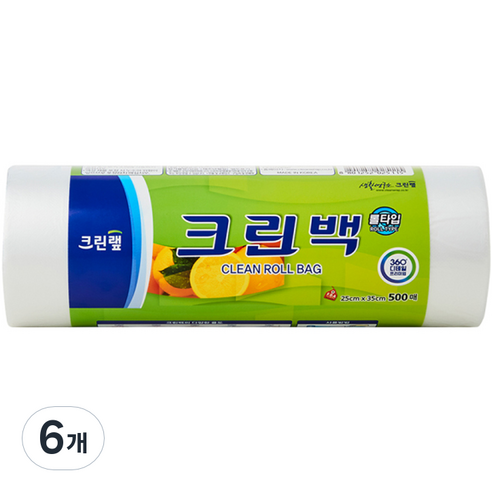 크린랲 크린백 롤타입 중 25cm x 35cm, 중(M), 500개입, 6개