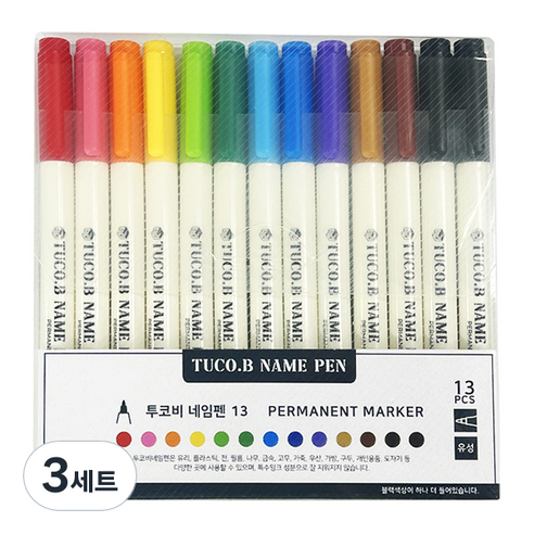 투코비 12색 네임펜 13p 세트, 혼합색상, 3세트