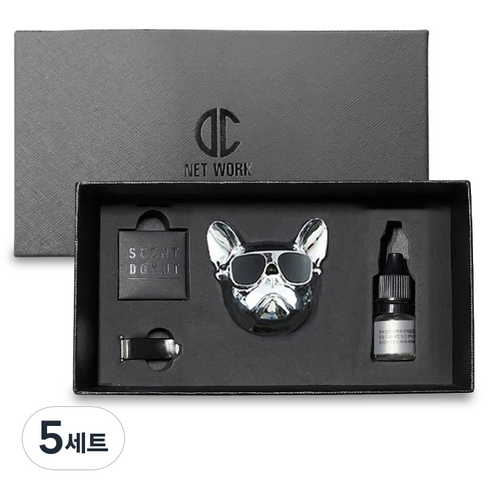 디씨네트워크 차량용 불독 방향제 유광실버 오일향, 5세트, No.5