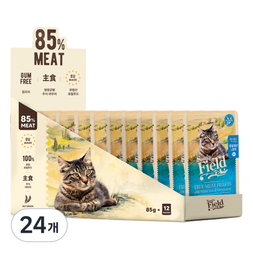 샘스필드 전연령 고양이 주식파우치, 흰살생선, 85g, 24개