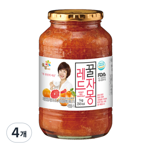 꽃샘식품 꿀레드자몽차, 1kg, 4개