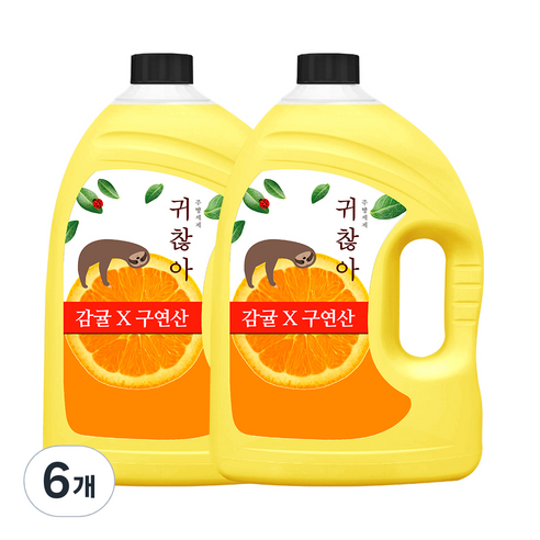 아토세이프 귀찮아 주방세제 감귤향, 3L, 6개