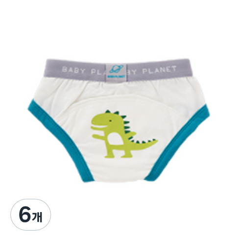 베이비플라넷 밤부 배변훈련팬티 헬로우 디노, 혼합색상, 6개