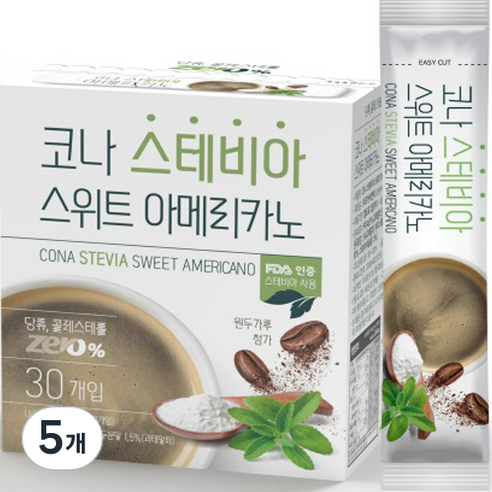 모카씨엔티 코나 스테비아 스위트 아메리카노 커피믹스, 2g, 30개입, 5개