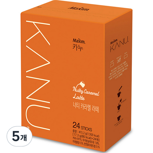 카누 너티 카라멜 라떼 원두커피믹스, 17.3g, 24개입, 5개