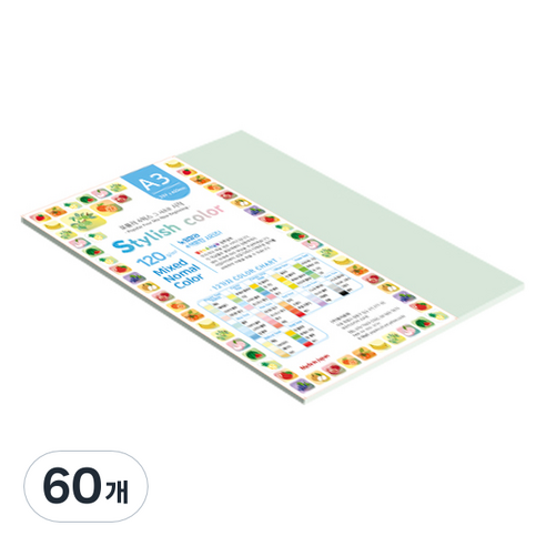 종이문화 스타일리쉬 얇은 혼합색지 120g 06 SN Blue Tone, 60개, A3