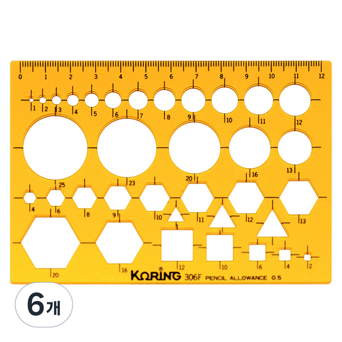 코링 종합 소형 형판 자 K-306, 6개