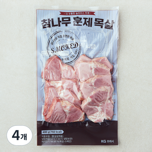 참나무 훈제 목살, 400g, 4개