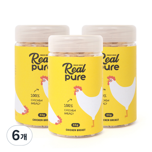 리얼퓨어FD 동결건조 고양이 간식 큐브 55g, 닭가슴살, 6개