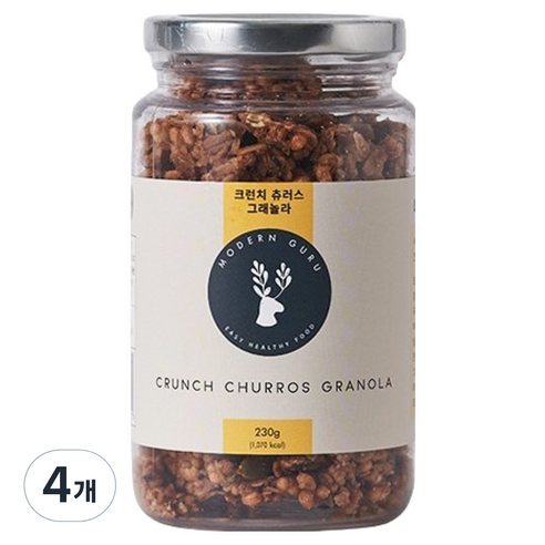 모던구루 크런치 츄러스 수제 그래놀라, 230g, 4개